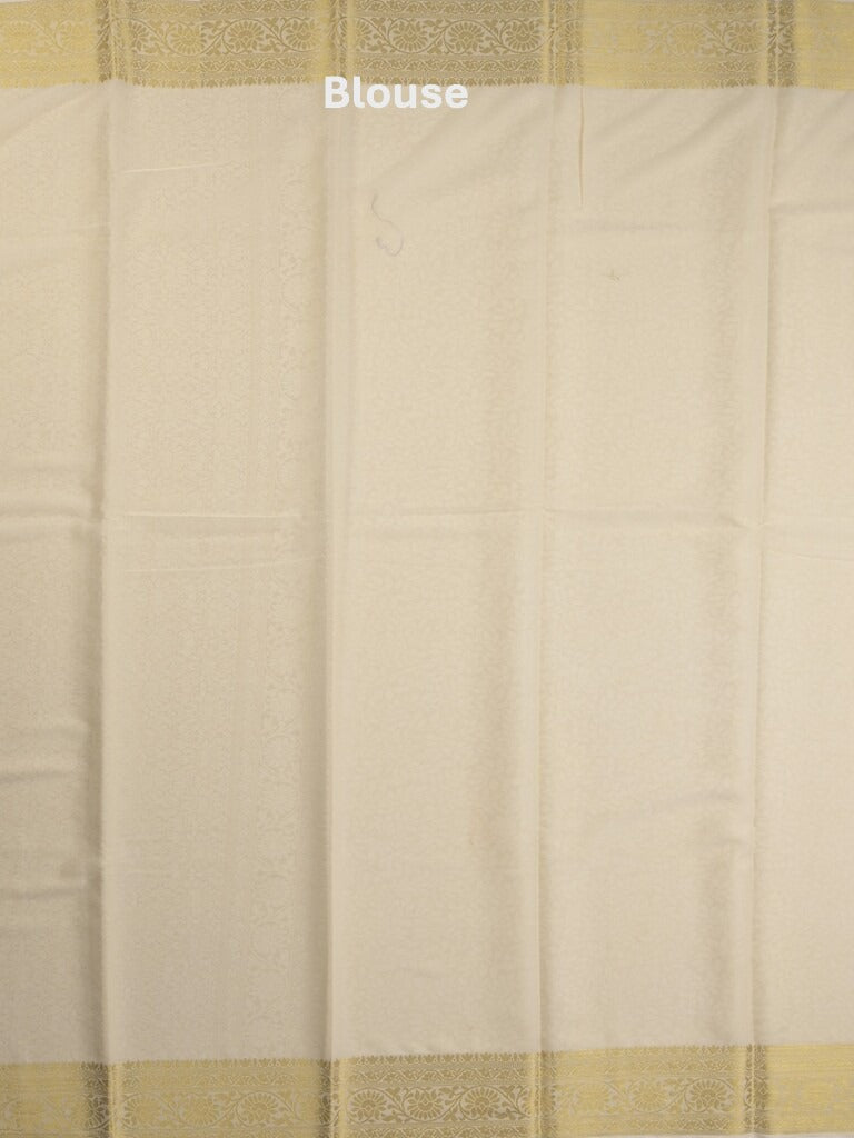 Georgette fancy Saree in cream color allover weaves, Zari Border with rich pallu and plain blouse