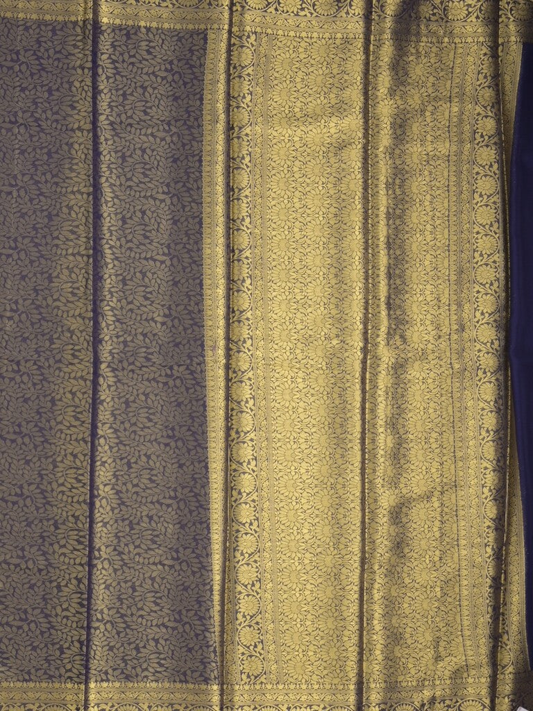 Georgette fancy Saree in navy blue color allover weaves, Zari Border with rich pallu and plain blouse