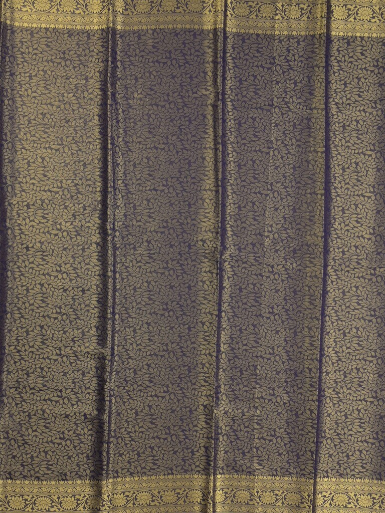 Georgette fancy Saree in navy blue color allover weaves, Zari Border with rich pallu and plain blouse