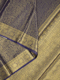 Georgette fancy Saree in navy blue color allover weaves, Zari Border with rich pallu and plain blouse