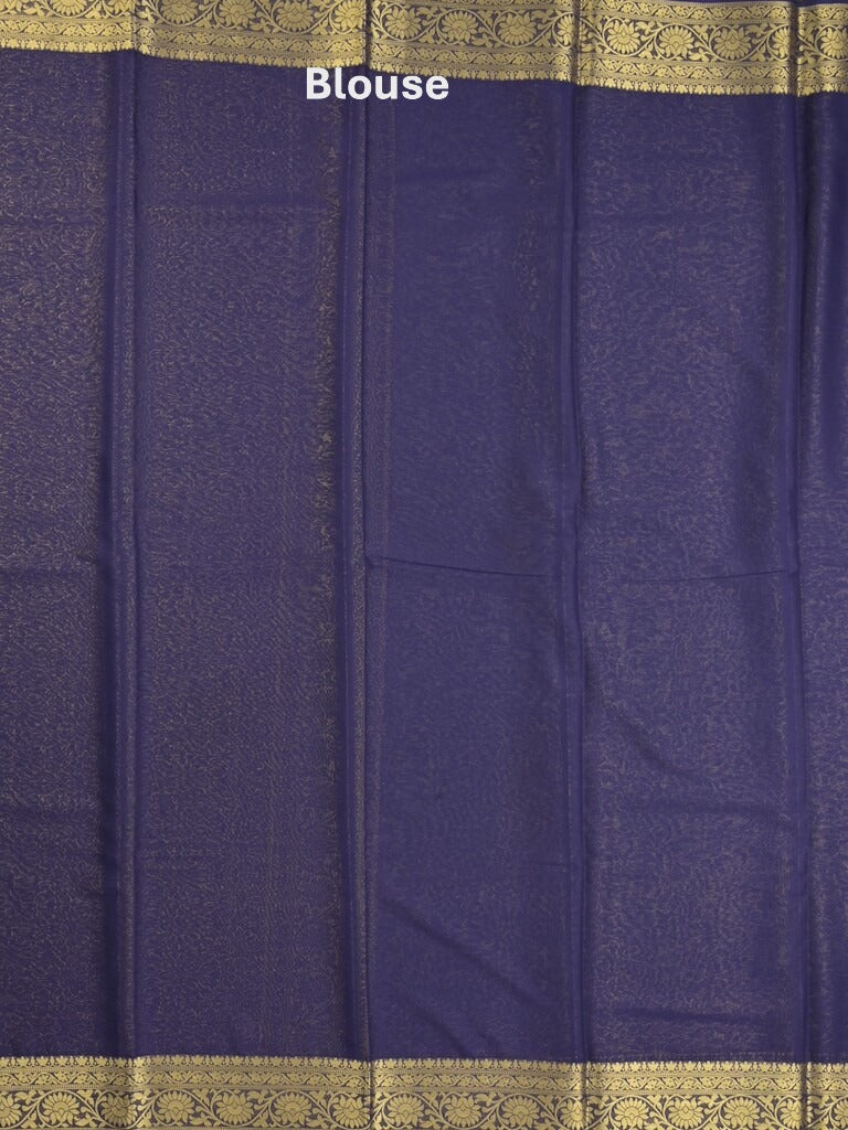 Georgette fancy Saree in navy blue color allover weaves, Zari Border with rich pallu and plain blouse