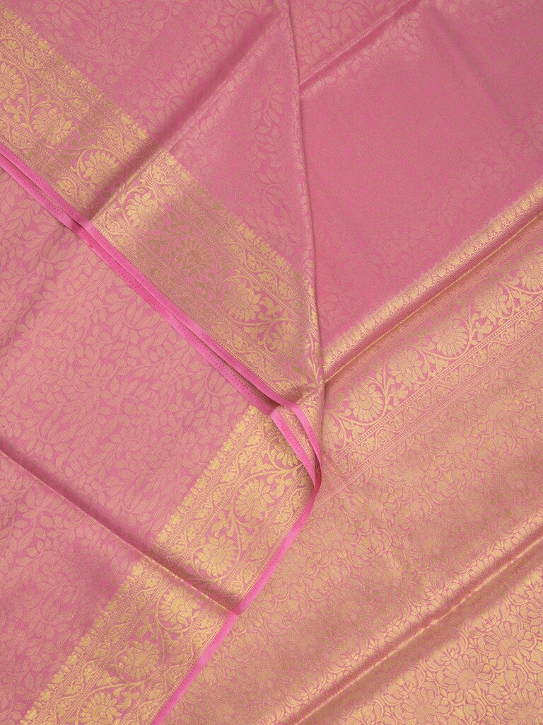 Georgette fancy Saree in baby pink color allover weaves, Zari Border with rich pallu and plain blouse