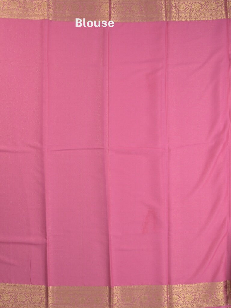 Georgette fancy Saree in baby pink color allover weaves, Zari Border with rich pallu and plain blouse