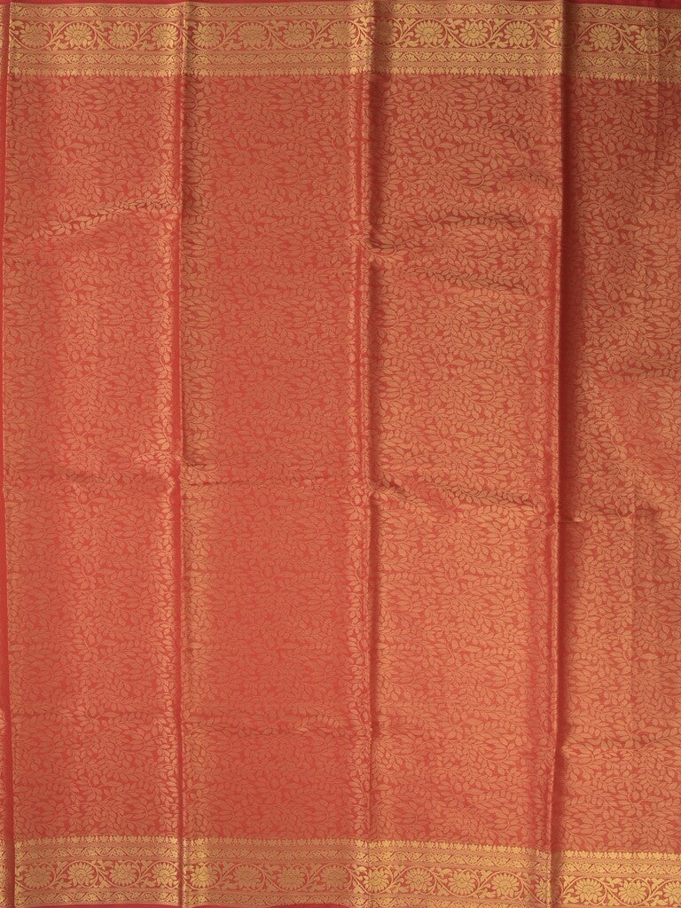 Georgette fancy Saree in red color allover weaves, Zari Border with rich pallu and plain blouse