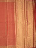 Georgette fancy Saree in red color allover weaves, Zari Border with rich pallu and plain blouse