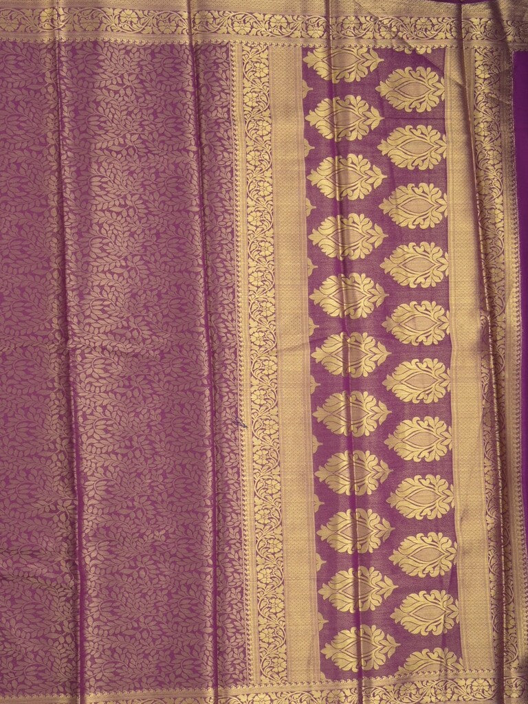 Georgette fancy Saree in purple color allover weaves, Zari Border with rich pallu and plain blouse