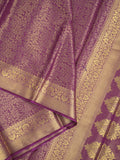 Georgette fancy Saree in purple color allover weaves, Zari Border with rich pallu and plain blouse