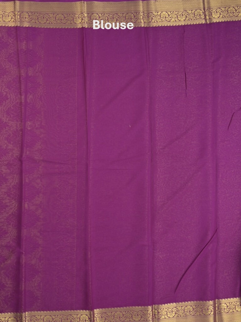 Georgette fancy Saree in purple color allover weaves, Zari Border with rich pallu and plain blouse
