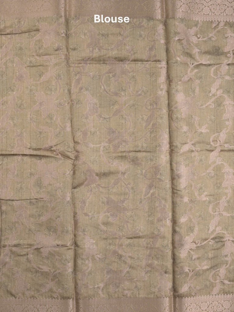 Elegant Chanderi Printed Saree in snuff color with Zari Border & Matching Blouse