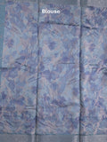 Elegant Chanderi Printed Saree in bluish grey color with Zari Border & Matching Blouse