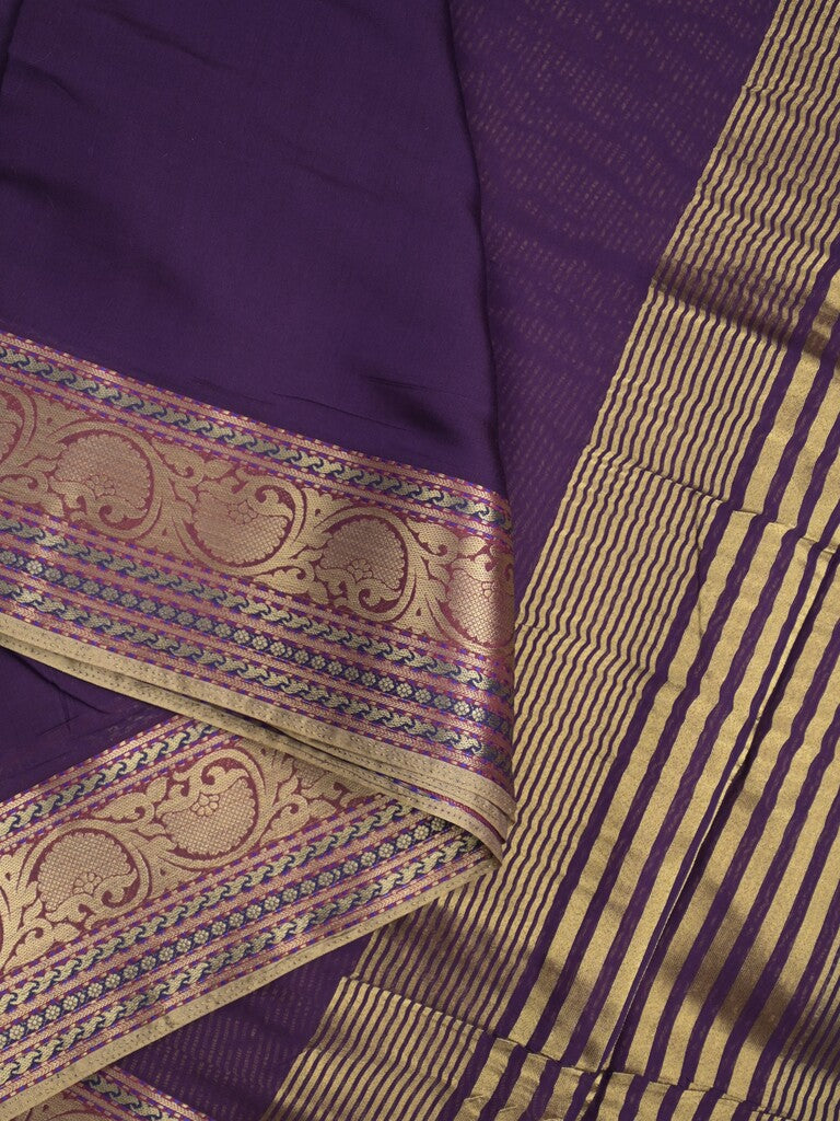 Chanderi fancy Saree in navy blue color allover plain with Zari Border & tissue blouse