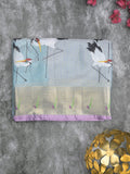 Silk kota fancy saree light blue color allover embroidery motifs & zari border with zari pallu and attached plain blouse