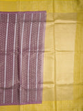 Dupion tissue fancy Saree in brown color allover zari stripes with Zari Border & contrast blouse