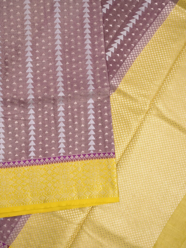 Dupion tissue fancy Saree in brown color allover zari stripes with Zari Border & contrast blouse