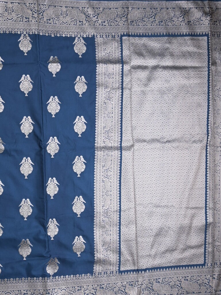 Mashru silk fancy Saree in royal blue color allover zari motifs with Zari Border & plain Blouse