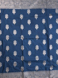 Mashru silk fancy Saree in royal blue color allover zari motifs with Zari Border & plain Blouse