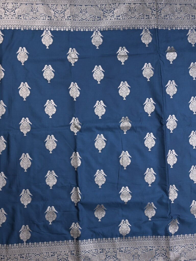 Mashru silk fancy Saree in royal blue color allover zari motifs with Zari Border & plain Blouse