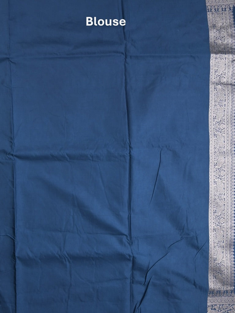 Mashru silk fancy Saree in royal blue color allover zari motifs with Zari Border & plain Blouse