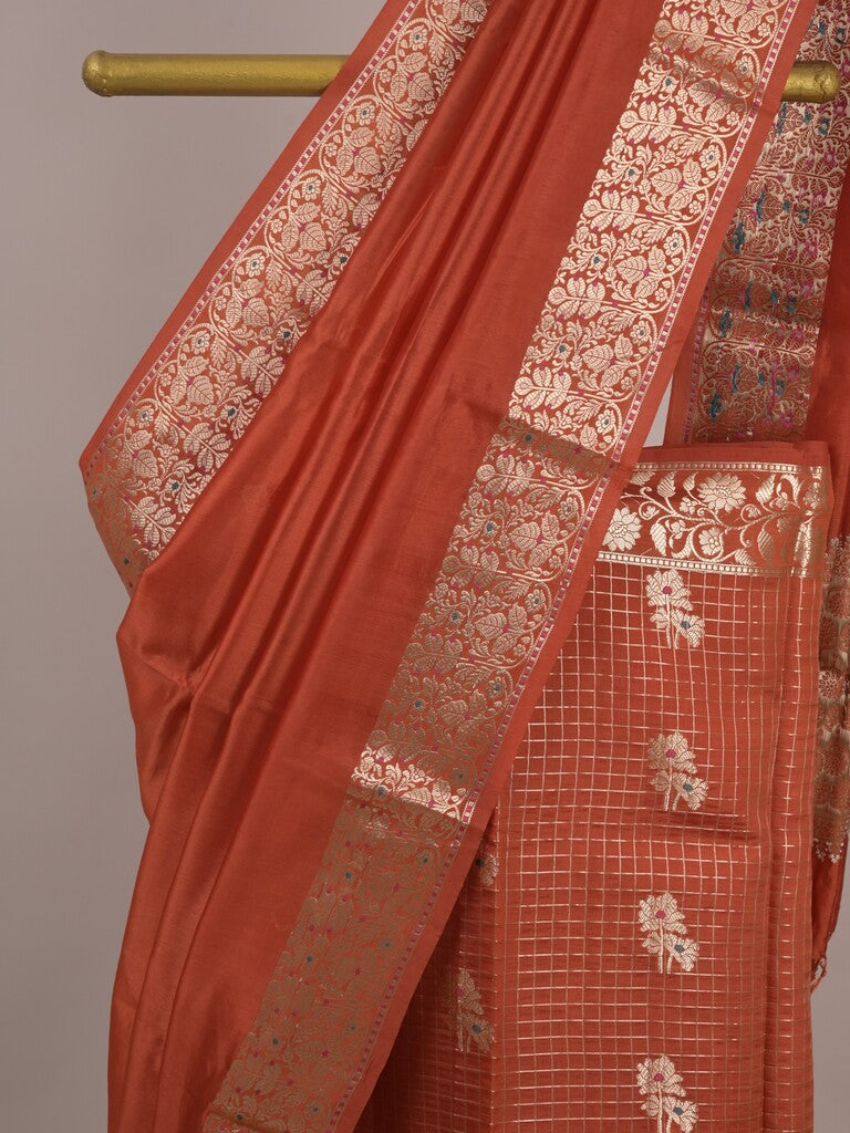 Chiniya silk lehenga set with blouse & dupatta | red | unstitched | party wear