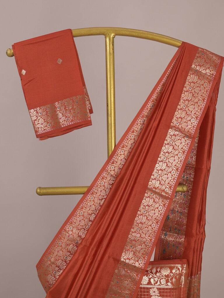 Chiniya silk lehenga set with blouse & dupatta | red | unstitched | party wear