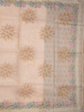 Silk kota fancy saree light peach color allover prints & fancy embroidery border with running pallu and printed blouse