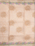 Silk kota fancy saree light peach color allover prints & fancy embroidery border with running pallu and printed blouse
