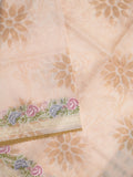 Silk kota fancy saree light peach color allover prints & fancy embroidery border with running pallu and printed blouse
