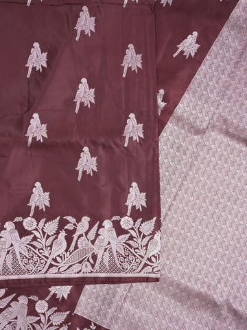 Mashru silk fancy Saree in brown color allover zari motifs with Zari Border & plain Blouse
