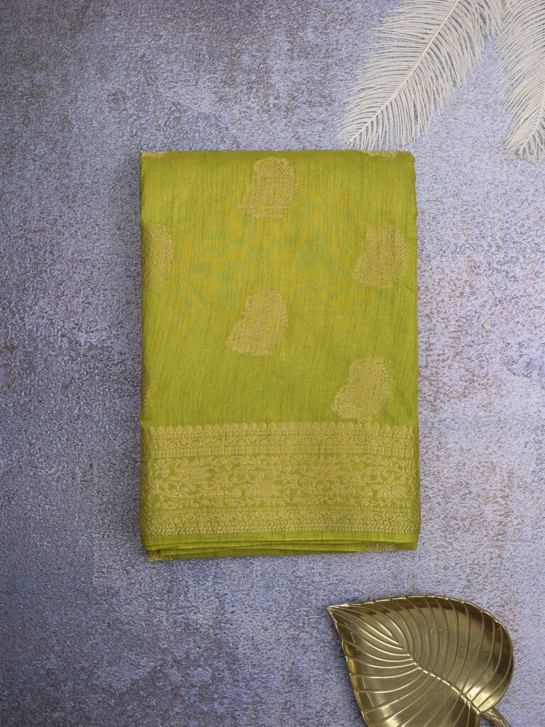 Dupion fancy saree for women | parrot green | zari border | party wear