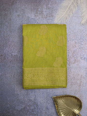 Dupion fancy saree for women | parrot green | zari border | party wear