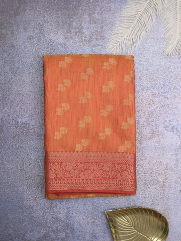 Kismish silk fancy saree for women | orange | allover weaves | party wear