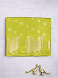 Green mango fancy saree parrot green color allover zari motifs & zari border with brocade pallu and contrast blouse