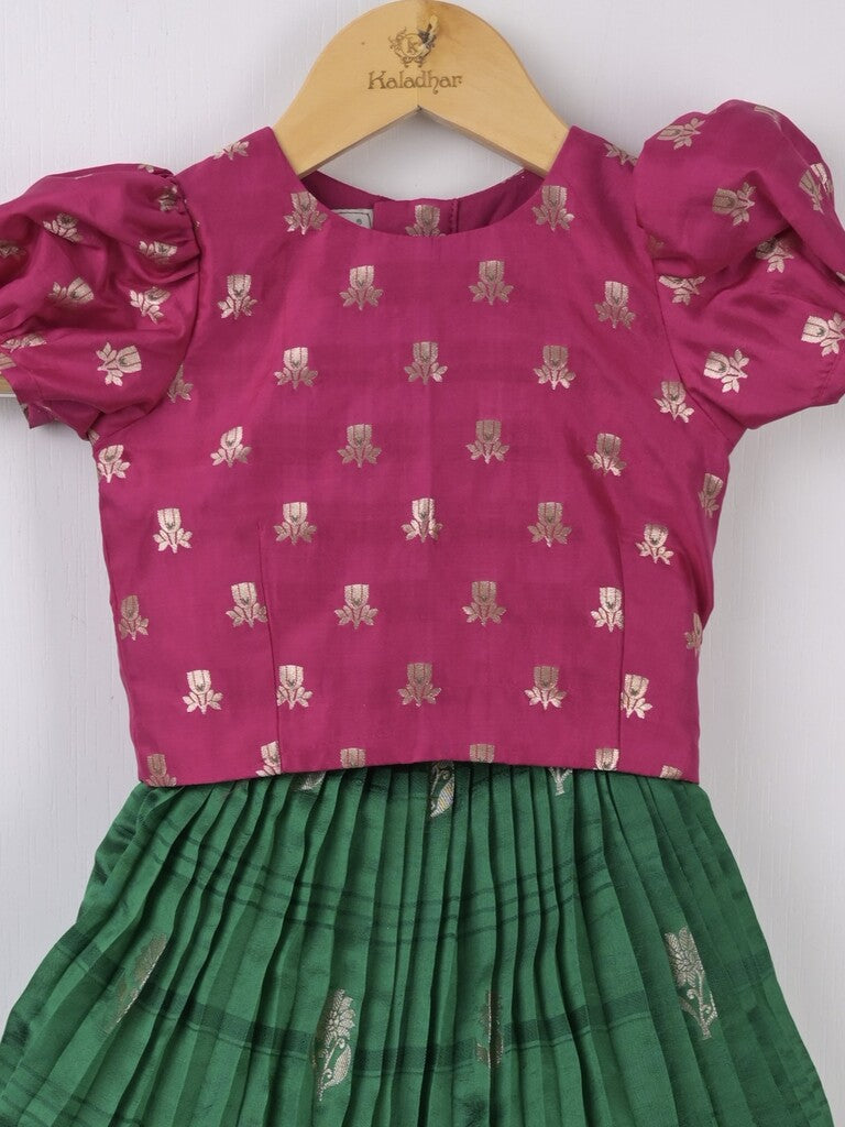 Premium Mango Silk Lehenga Choli Set for Girls 2-3 years