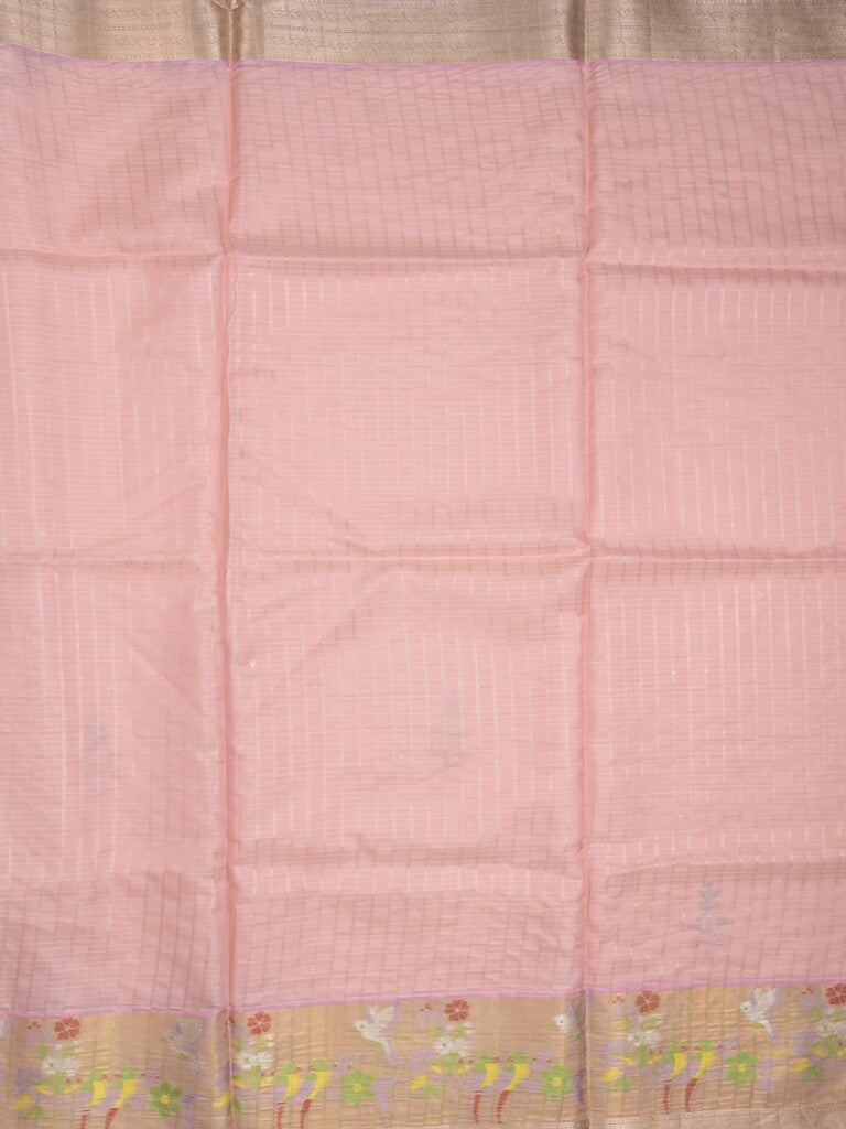 Silk kota fancy saree baby pink color allover embroidery, mirror work & zari border with running pallu and plain blouse