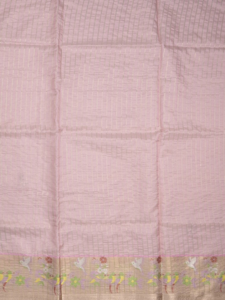 Silk kota fancy saree light pastel purple color allover embroidery, mirror work & zari border with running pallu and plain blouse