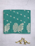 Green mango fancy saree rama green color allover zari motifs & zari border with brocade pallu and contrast blouse