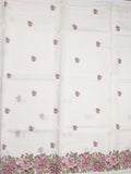 Kota fancy saree white color allover embroidery motifs & fancy embroidery border with running pallu and plain blouse