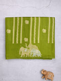 Green mango fancy saree parrot green color allover zari motifs & zari border with brocade pallu and contrast blouse