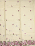 Kota fancy saree pastel yellow color allover embroidery motifs & fancy embroidery border with running pallu and plain blouse