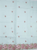 Kota fancy saree pastel blue color allover embroidery motifs & fancy embroidery border with running pallu and plain blouse
