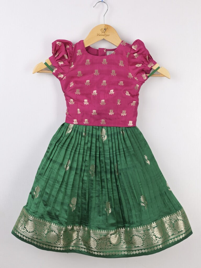 Premium Mango Silk Lehenga Choli Set for Girls 1-2 years