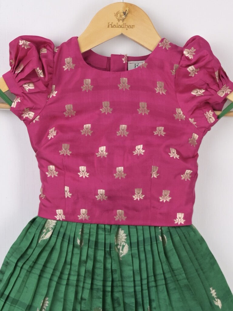 Premium Mango Silk Lehenga Choli Set for Girls 1-2 years