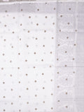Kota fancy saree white color allover embroidery & fancy border with running pallu and attached self blouse
