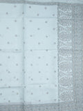 Kota fancy saree light blue color allover embroidery & fancy border with running pallu and attached self blouse