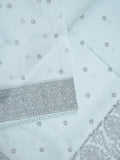 Kota fancy saree light blue color allover embroidery & fancy border with running pallu and attached self blouse