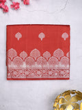 Dupion fancy saree red color allover zari butis & zari border with zari pallu and contrast blouse
