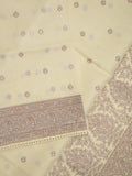 Kota fancy saree pastel yellow color allover embroidery & fancy border with running pallu and attached self blouse