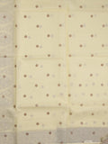 Kota fancy saree pastel yellow color allover embroidery & fancy border with running pallu and attached self blouse