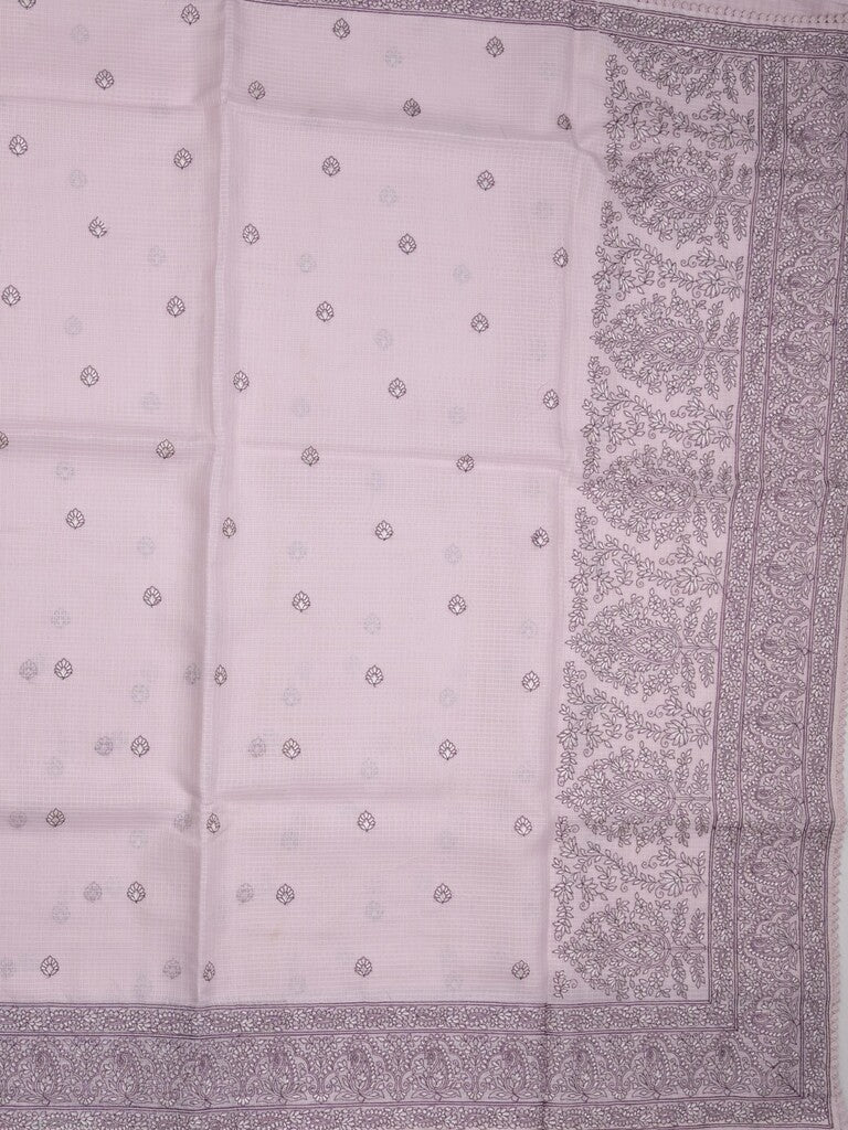 Kota fancy saree pastel light purple color allover embroidery & fancy border with running pallu and attached self blouse