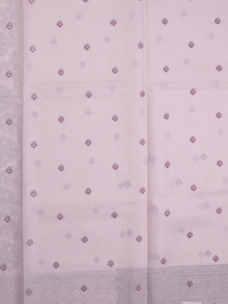 Kota fancy saree pastel light purple color allover embroidery & fancy border with running pallu and attached self blouse